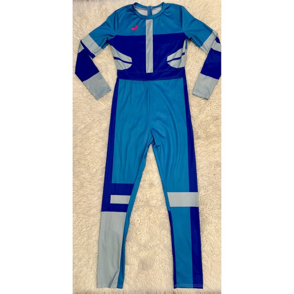 Womens Blue Long Sleeve Bodysuit Costume Back Zip Size S Spacesuit Astronaut